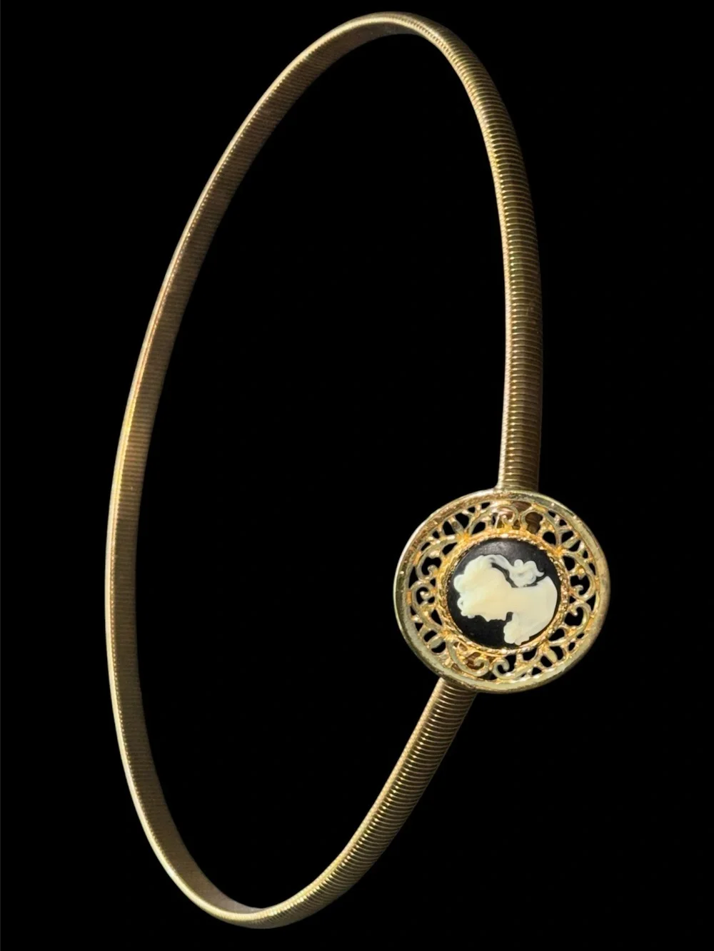 Vintage Cameo Gold Stretch Snake Belt